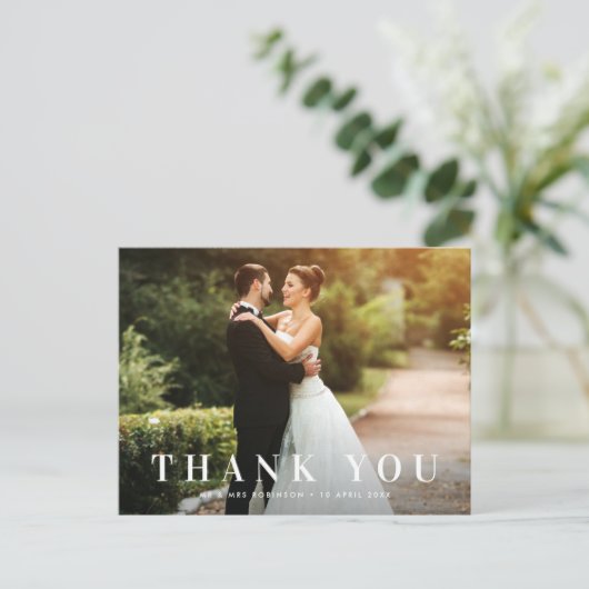 einfache fette Text Hochzeit danke Karte (Stehend Vorderseite)