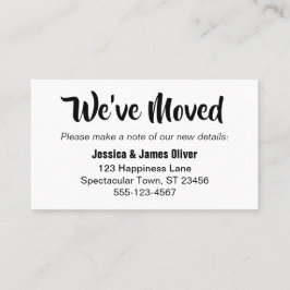 Einfache, fette Typografie "We ve Moved"-Karte Visitenkarte