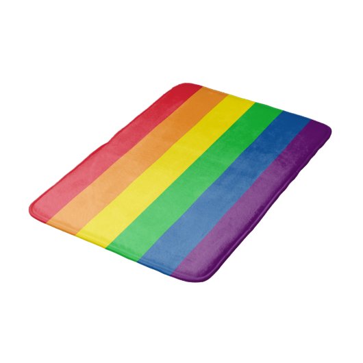 Einfache, fette und helle vertikale Regenbogenstre Badematte (Schrägansicht)