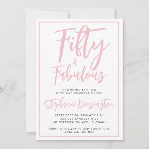 Einfache Fifty and Fabulous Pink 50. Geburtstagsfe Einladung
