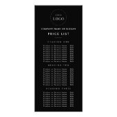 Einfache Firmenlogos Doppelseitige Preisliste Schw Werbekarte (Vorne)