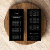 Einfache Firmenlogos Doppelseitige Preisliste Schw Werbekarte