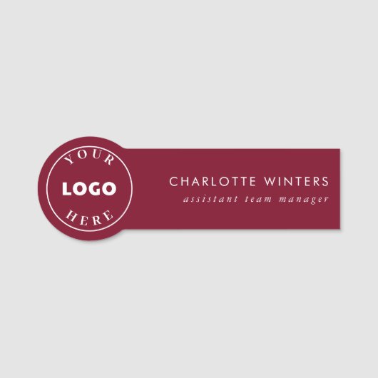 Einfache Firmenlogos Moderne Mitarbeiter Namensschild (Vorderseite)