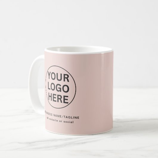 Einfache Firmenlogos und Textwerbung Rosa pink Kaffeetasse (Vorderseite Links)