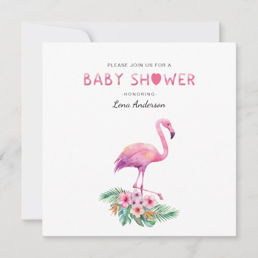 Einfache Flamingo Kinderdusche laden ein Einladung (Vorderseite)