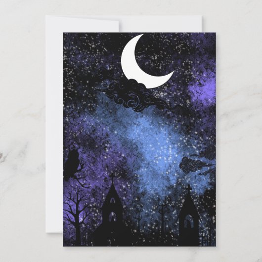 Einfache Fledermäuse Night Full Moon Halloween Abe Einladung (Rückseite)