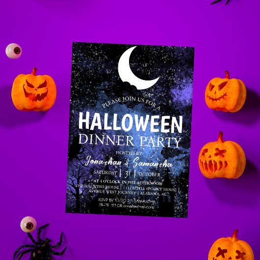 Einfache Fledermäuse Night Full Moon Halloween Abe Einladung