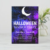 Einfache Fledermäuse Night Full Moon Halloween Abe Einladung (Stehend Vorderseite)