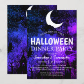 Einfache Fledermäuse Night Full Moon Halloween Abe Einladung (Vorne/Hinten)