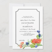 Einfache Flora Wasserfarbe Herbst Orange Mum Thist Einladung (Vorderseite)