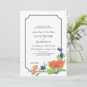 Einfache Flora Wasserfarbe Herbst Orange Mum Thist Einladung (Stehend Vorderseite)