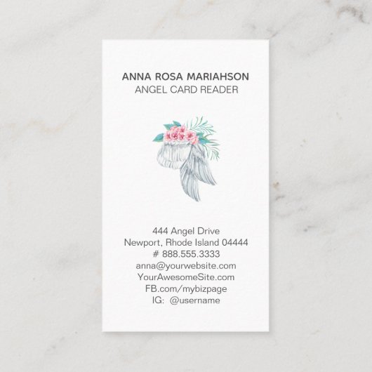 *~* Einfache Floral Bouquet Angel Wing Visitenkarte (Rückseite)