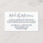 Einfache Floral Handgefertigte Bio Wellness-Center Visitenkarte (Rückseite)