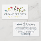 Einfache Floral Handgefertigte Bio Wellness-Center Visitenkarte (Vorne/Hinten)