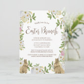 Einfache florale Aquarelljagd Osterbrunch Ei Einladung (Stehend Vorderseite)