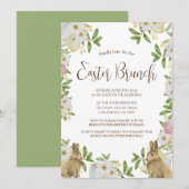 Einfache florale Aquarelljagd Osterbrunch Ei Einladung (Vorne/Hinten)