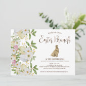 Einfache florale Aquarelljagd Osterbrunch Ei Einladung (Stehend Vorderseite)