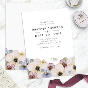 Einfache florale Boho-Hochzeitseinladung Einladung