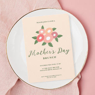Einfache Florale Einladung zum Muttertagsbrunch