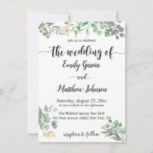 Einfache Florale Eukalyptus-Hochzeitseinladung