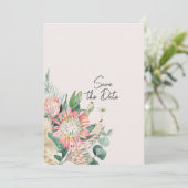 Einfache Florale Eukalyptus-Pampasgras-Protea Save The Date (Stehend Vorderseite)