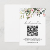 Einfache Florale Eukalyptusblätter QR-Code Hochzei Begleitkarte (Vorne/Hinten)