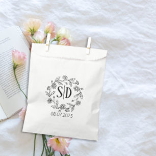 Einfache florale Gänseblümchen-Umriss-Hochzeit Geschenktütchen