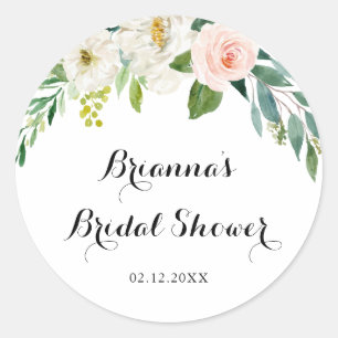 Einfache Florale Grünblatt-Brautparty-Geschenk Runder Aufkleber