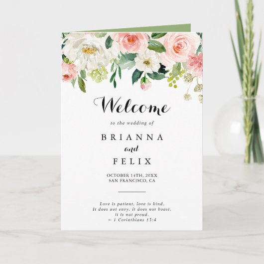 Einfache florale grüne Kalligraphie geflochtene Ho Programm (Vorderseite)