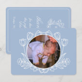 Einfache florale hellblaue Taufe Danke Karte (Vorne/Hinten)