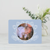 Einfache florale hellblaue Taufe Danke Karte (Stehend Vorderseite)