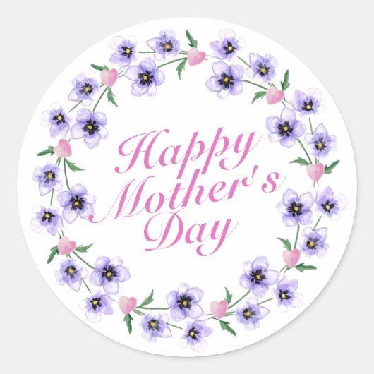 Einfache florale Kreideklemme für Mutter Runder Aufkleber (Vorderseite)