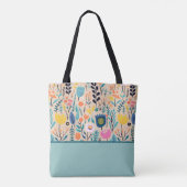 Einfache florale moderne Folklorekunst, Farbblock Tasche (Rückseite)