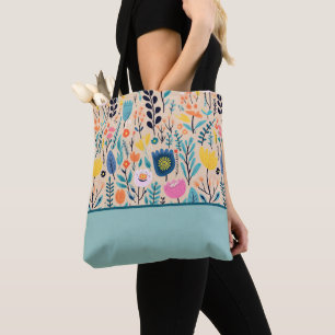 Einfache florale moderne Folklorekunst, Farbblock Tasche