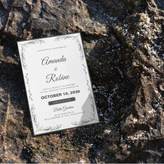 Einfache florale Moderne Minimalistische Hochzeits Einladung