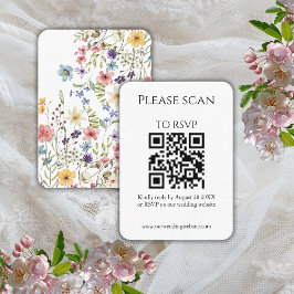 Einfache florale Moderne QR Code & UAWG Wedding Begleitkarte