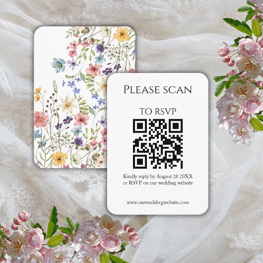 Einfache florale Moderne QR Code & UAWG Wedding Begleitkarte