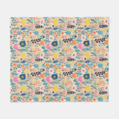 Einfache Florale Moderne Volkskunst-Illustration Fleecedecke (Vorderseite (Horizontal))