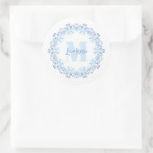 Einfache florale Monogramm Eleganter Anfangsname Runder Aufkleber (Tasche)