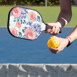 Einfache florale Muster, Aquarellgrün Pickleball Schläger