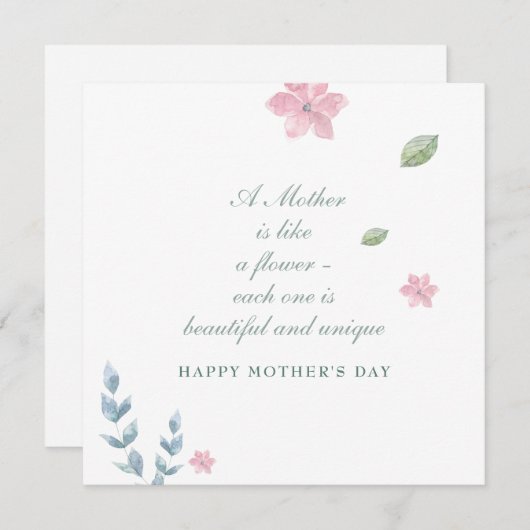 Einfache florale Muttertagskarte (Vorne/Hinten)