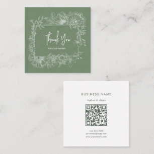 Einfache florale natürliche Leaf Green QR Code Vie Quadratische Visitenkarte