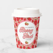 Einfache florale Red Strawberry Pattern Berry Firs Pappbecher (Rückseite)