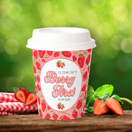 Einfache florale Red Strawberry Pattern Berry Firs Pappbecher