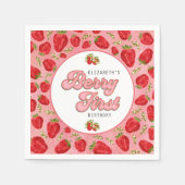 Einfache florale Red Strawberry Pattern Berry Firs Serviette (Vorderseite)