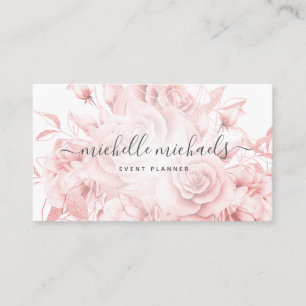 Einfache florale Rose Gold Moderne Schrift Visitenkarte