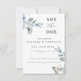 Einfache florale Save the Date Hochzeitskarte