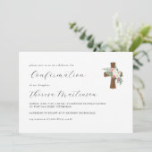 Einfache florale und kalligraphische Bestätigung I Einladung (Stehend Vorderseite)
