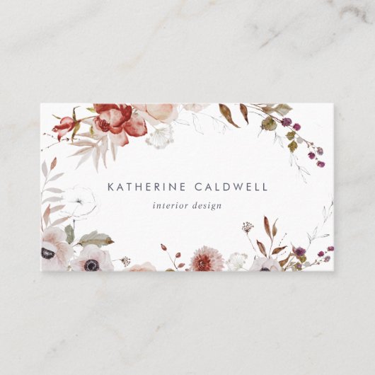 Einfache florale Visitenkarte (Vorderseite)