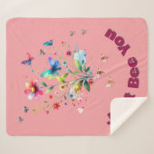 Einfache florale Wasserfarbenmonogramm-Biene auf R Sherpadecke (Vorderseite (Horizontal))